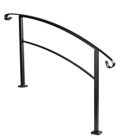 Vezek 4-Step Adjustable Wrought Iron Handrail Matte Black Stair Rail Railing