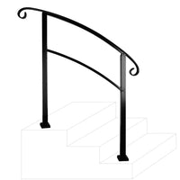 Vezek 3-Step Hot-dip Galvanizied Adjustable Wrought Iron Handrail Matte Black Stair Rail