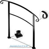 Vezek 3-Step Hot-dip Galvanizied Adjustable Wrought Iron Handrail Matte Black Stair Rail