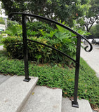 Vezek 3-Step Hot-dip Galvanizied Adjustable Wrought Iron Handrail Matte Black Stair Rail